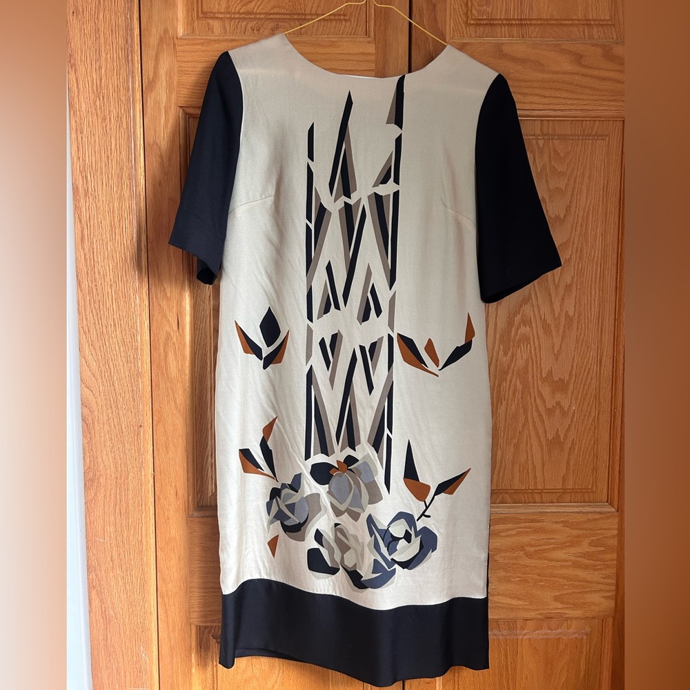 Black and Cream Midi Dress